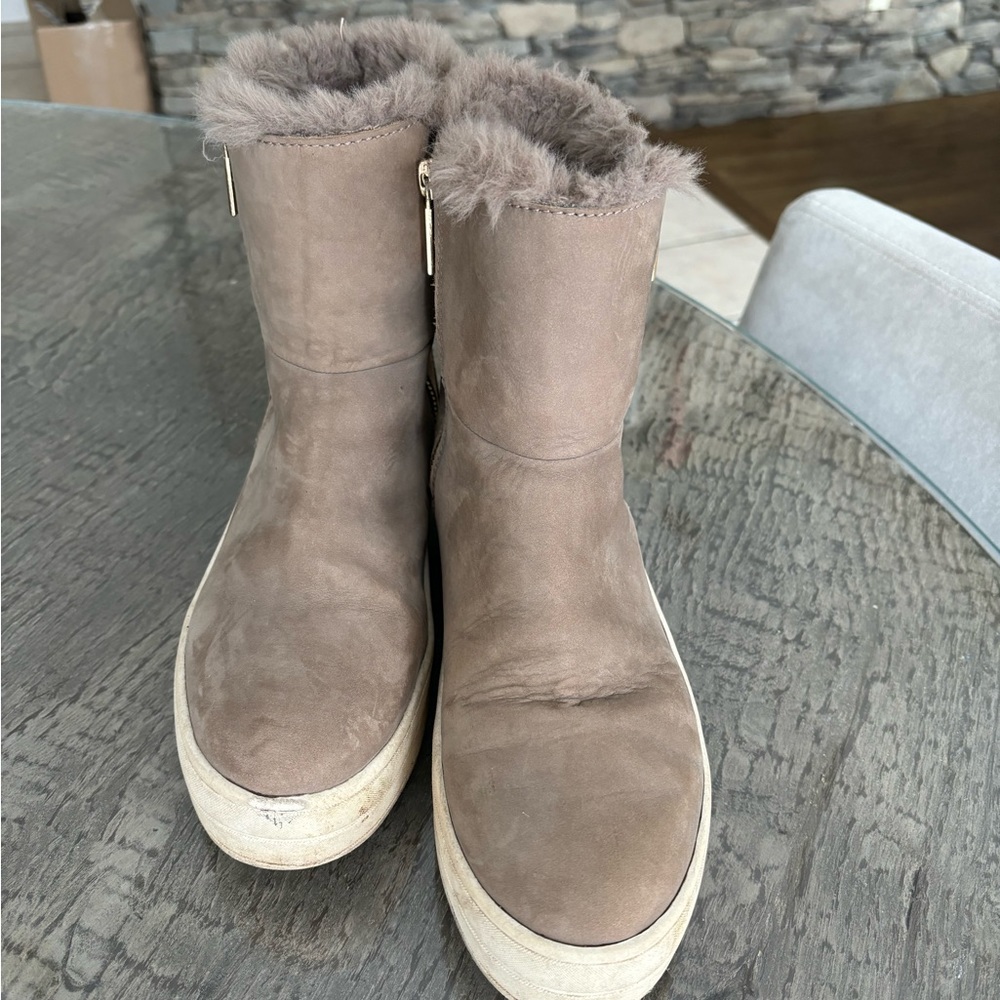 J/Slides NYC Taupe Fur Lined Boots